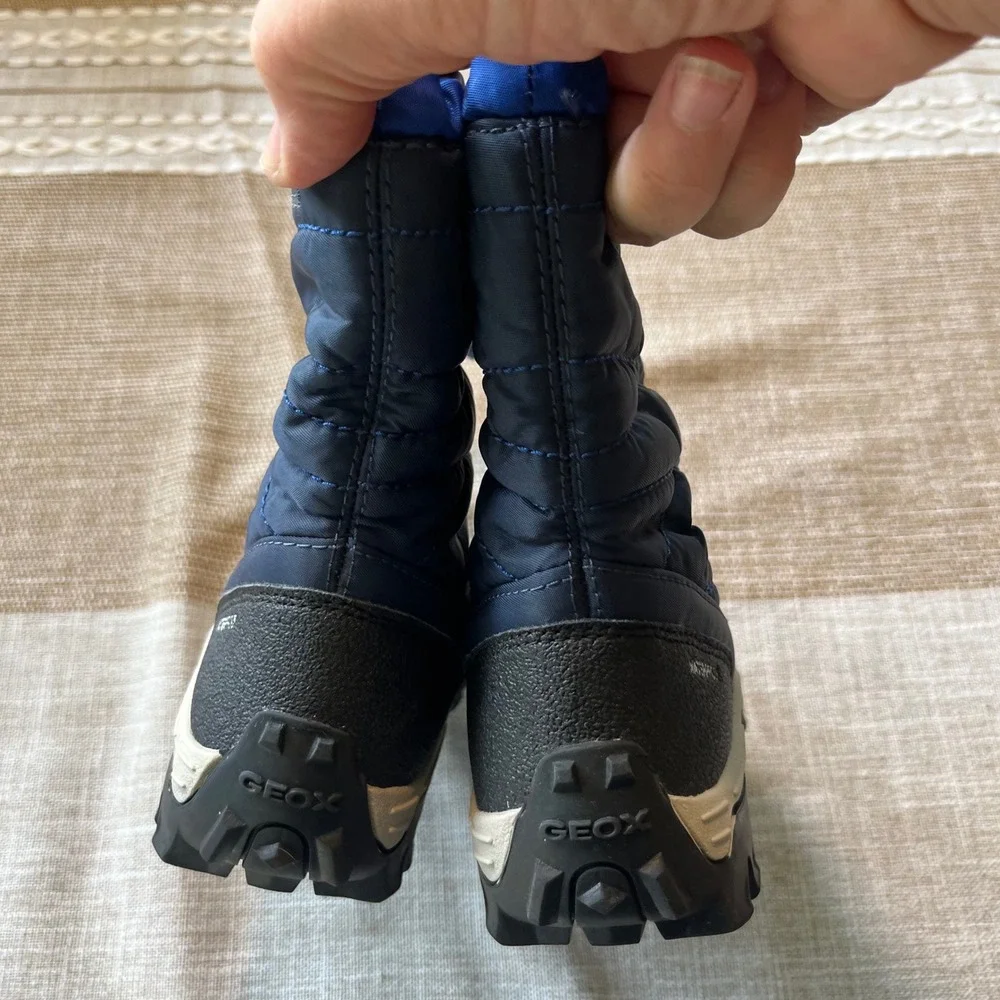 Geox Respira Kids Navy Blue Waterproof Quilted Snow Boots Size US 10 EUR 27